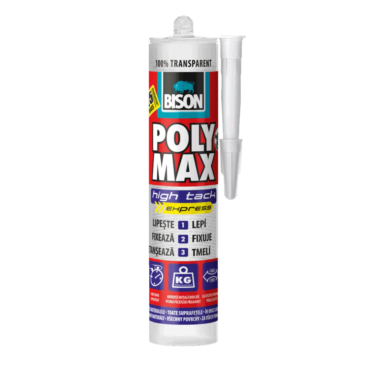 BISON Poly Max High Tack Crystal Express adeziv și etanșeizant transparent, 300 g